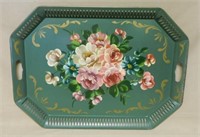 Floral Hand Painted Tole Tray.