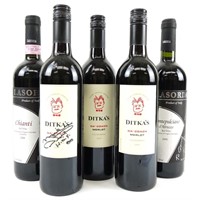 Mike Ditka + Tommy Lasorda Signed Wine Bottles (5)