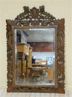 Louis XIII Style Oak Framed Beveled Mirror.