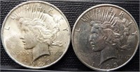 (2) 1923 Peace Silver Dollars