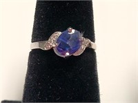 10K White Gold Sapphire & Diamond Ring SJC