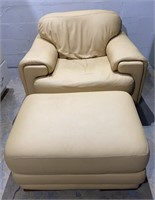 Seems to Be Leather Chair and Ottoman M11C
