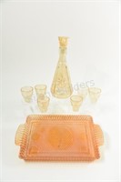 Lustreware Tray & Crystal Cordial Glass Set