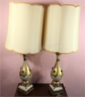 Mid Century Hand Painted & Embossed Lamps
