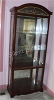 Mahogany Finish Glass & Wood Display Cabinet