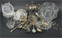 Silverplate Utensils, Pressed Glass Serving Dishes
