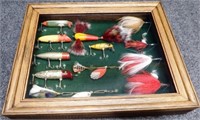 Vintage Fishing Lures / Baits Display Shadowbox