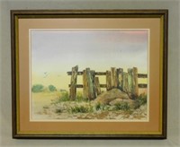 West Texas Watercolor, Signed.