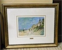 Well Framed Monet "Beach at Trouville" Print.