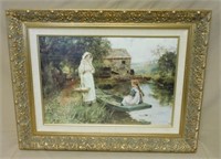 Ornate Gilt Framed Print of Two Girls.