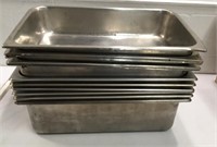 Eleven Full Size Stainless Hotel Pans K14B