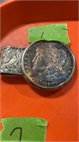 1886 silver Morgan dollar money clip