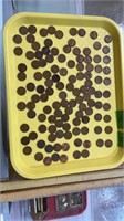 Tray of wheat pennies
