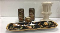 Mosaic Candleholders, Tray and Vase K13B