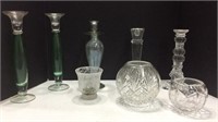 Eight Assorted Glass Candleholders K11C