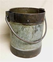 Primitive Iron Banded Tin Bucket.