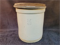 No. 5 Stoneware Crock w/ Wood Lid