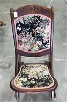 Beautiful Vintage Dark Wood Folding Rocking Chair