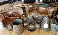 Large Lot Of Brass And Copper Decor Items