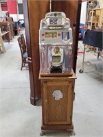 Vintage Slot Machine and Cabinet Base.