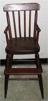 Antique Spindle Back Walnut Child High Chair