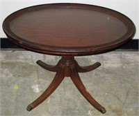 Mahogany Glass Top Brass Paw Footed Tea Table