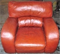 Leather Overstuffed Arm Chair