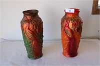 2 Goofus glass vases