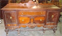 Victorian Style Fancy Carved Oak Buffet