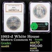 1992-d White House Modern Commem $1 Graded ms69
