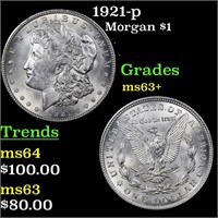 1921-p Morgan $1 Grades Select+ Unc