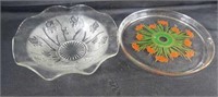 Depression Iris Glass Bowl & Tray