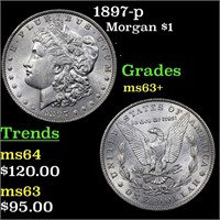 1897-p Morgan $1 Grades Select+ Unc
