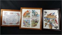 3 Framed Cross Stitch Pictures