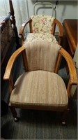 Rolling Oak upholstered chair