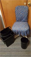 Adjustable Metal Chair & Trash Can
