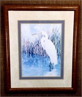 Signed and Number Jane Brown Egret Lithograph