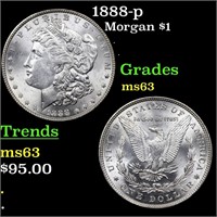 1888-p Morgan $1 Grades Select Unc