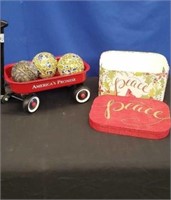 Doll Size Wagon and Storage Box with 3 Balls