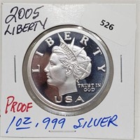 2005 Proof 1oz .999 Silver Liberty