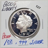 2005 Proof 1oz .999 Silver Liberty