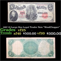 1907 $5 Large Size Legal Tender Note "WoodChopper"