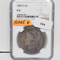 Rare NGC 1895-O G6 90% Silver Morgan $1 Dollar