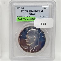 PCGS 1971-S PR68DCAM 40% Silver Ike $1 Dollar