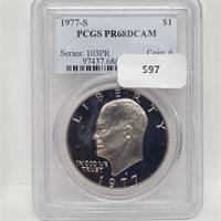 PCGS 1977-S PR68DCAM Ike $1 Dollar