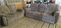 Brown Recliner Sofa with Love Seat Set
