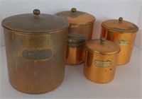Vintage shabby chic copper Kitchen canister set
