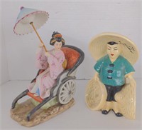 Farmer and geisha figurines