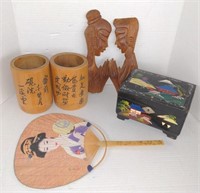 Lot with 2 Chinese bamboo pen holder mugs