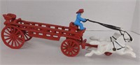 Cast Iron toy horse drawn fire wagon